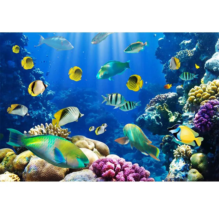 Underwater World Dolphin Coral Seaweed Seabed Aquarium Theme Photography Background Children Birthday Party Decor Backdrop