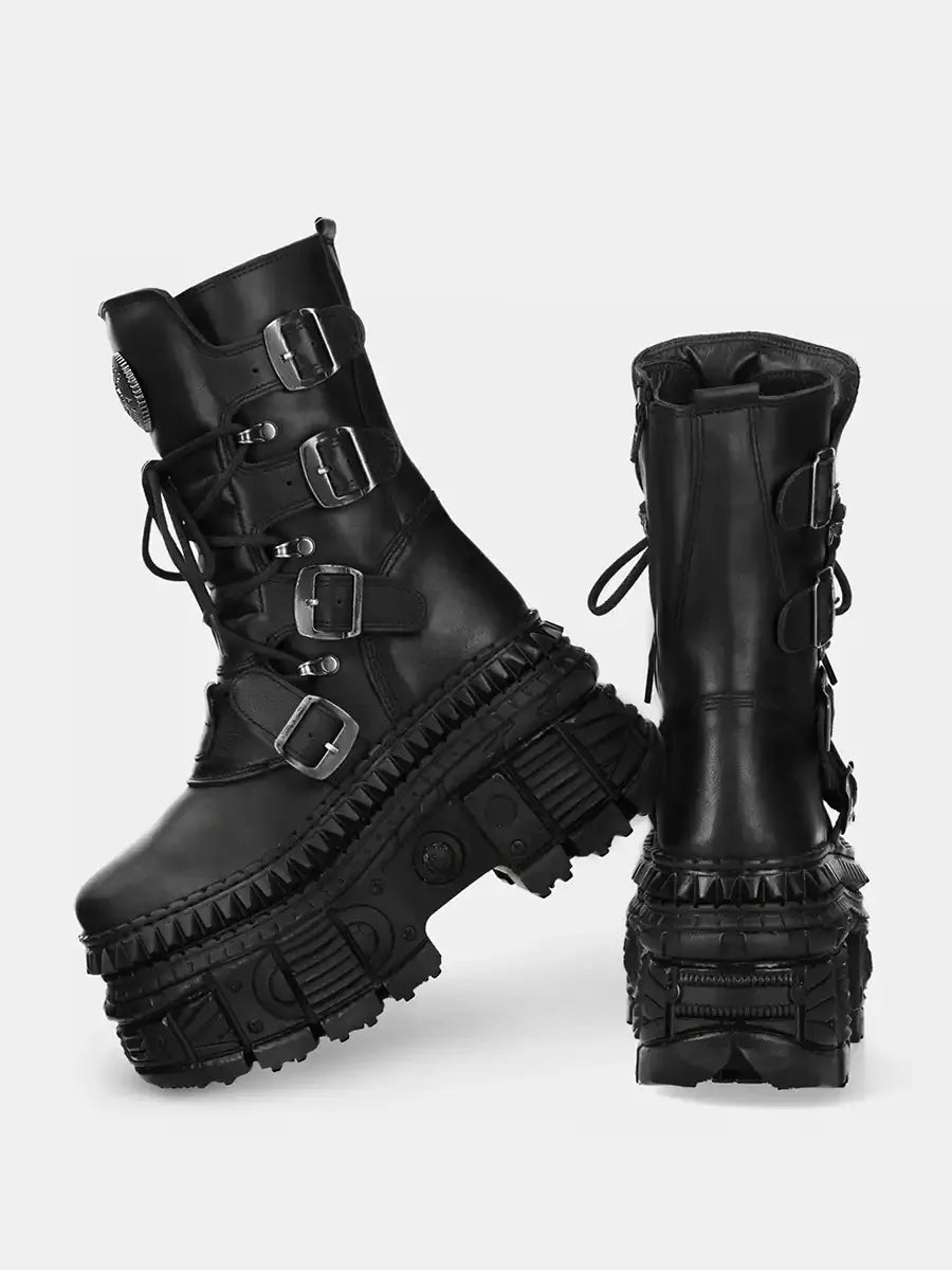 Punk Style Women Boots Lace-up Heel Height Platform Shoes Woman Gothic Ankle Rock Boots Metal Decor Man And Woman Sneakers 2025