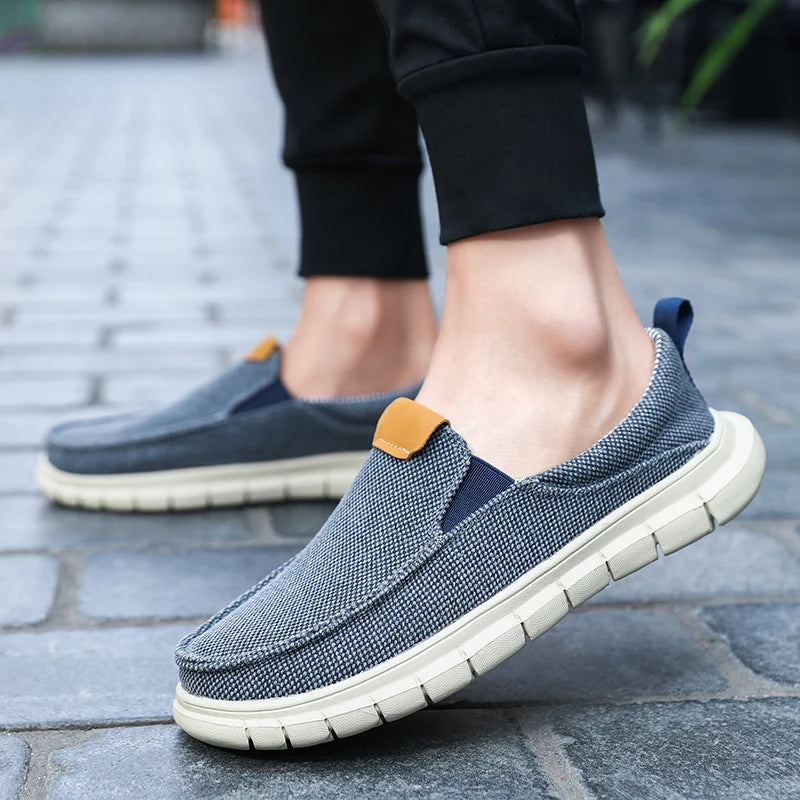 Men Casual Canvas Shoes Mens Loafers Breathable Slip on Flats Male Vulcanized Shoes Driving Shoes Plus Size 47 Walking Sneakers