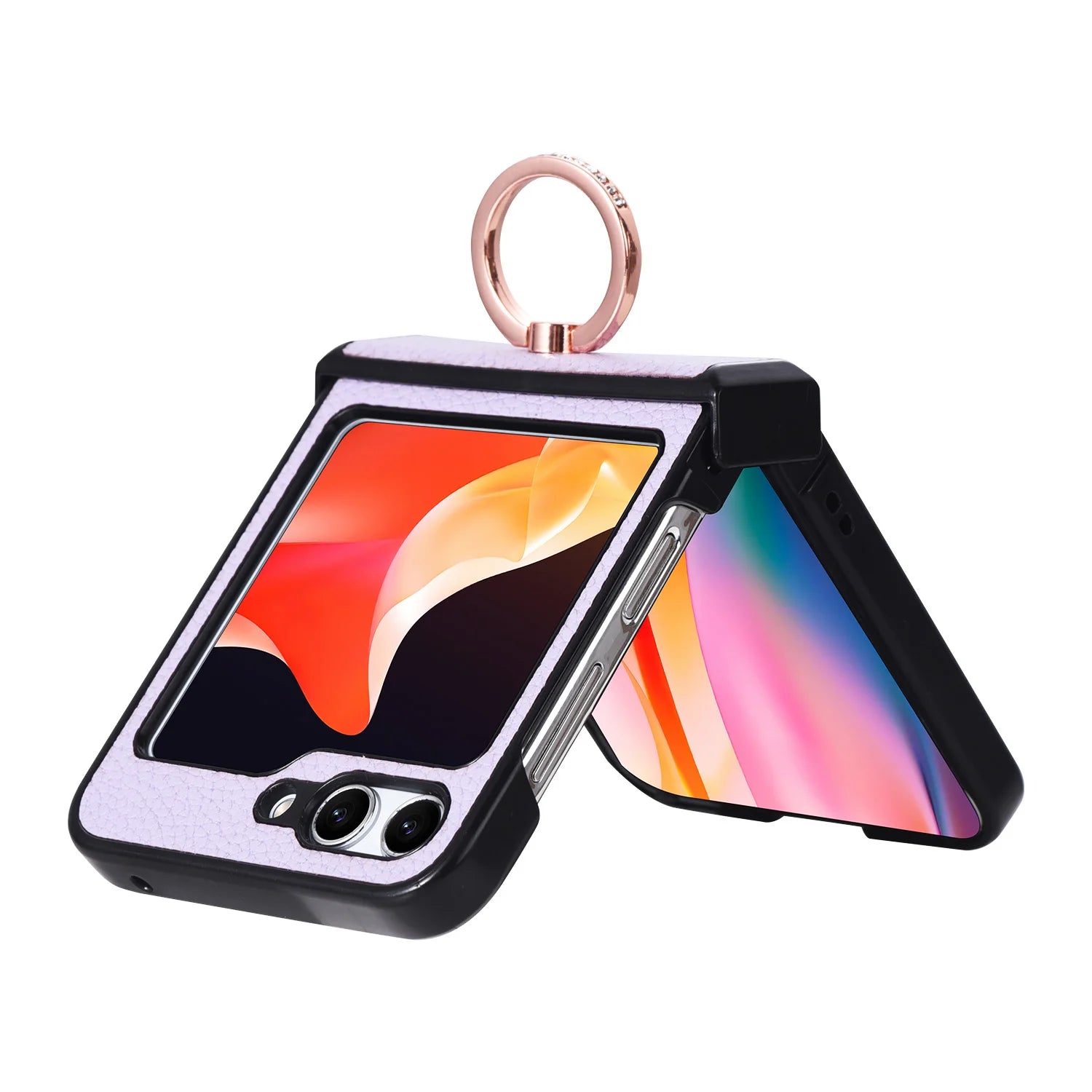 Grain Of Cloth Diamond Ring Magnetic Stand Case for Samsung Galaxy Z Flip 3 4 5 6 7 - Stylish & Functional Protection