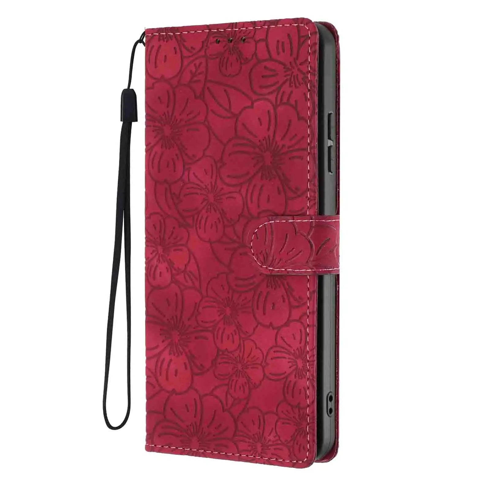 Edge Leather Flip Case for Motorola G73 G53 G13 G23 G62 G52 G32 G22 G31 G20 G41 - Cherry Blossom Design