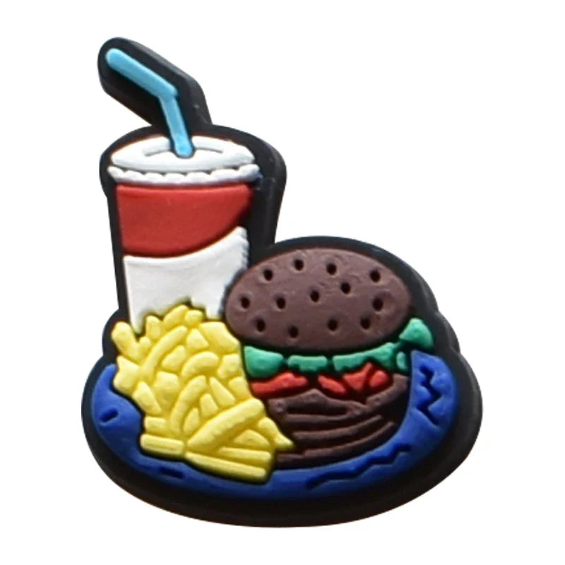 Real Kind Burger Fries Shoe Charms for Crocs Accessories Sandals Kids Clogs Pins Badges Men Jeans Women Decorations Buckle Shoes