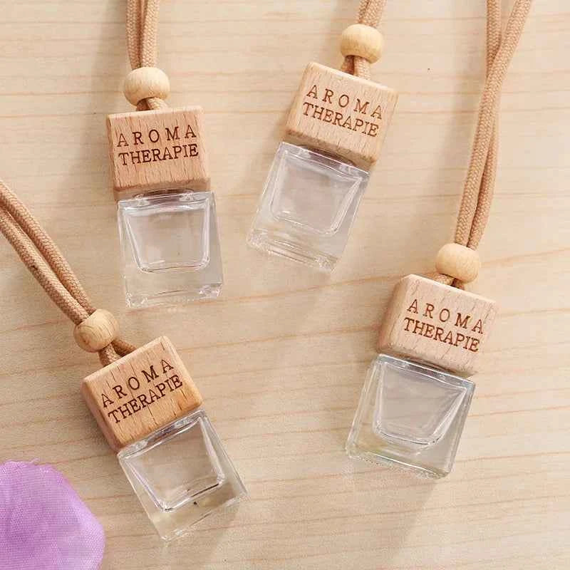 10pcs 10ml Empty Glass Essential Oil Diffuser Bottle with Lid for Car Air Freshener Vent Clip Portable Perfume Fragrance Bottle