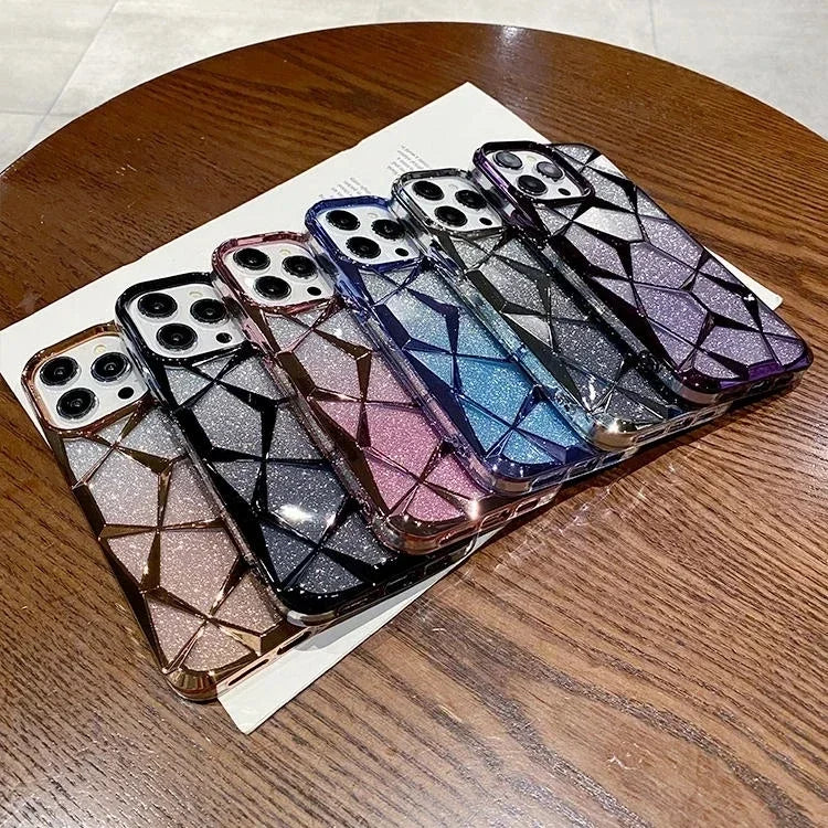 Ins Glitter Cube Diamond Case for iPhone 11-15 Pro Max & Plus - Soft Bling Cover for Ultimate Luxury & Protection