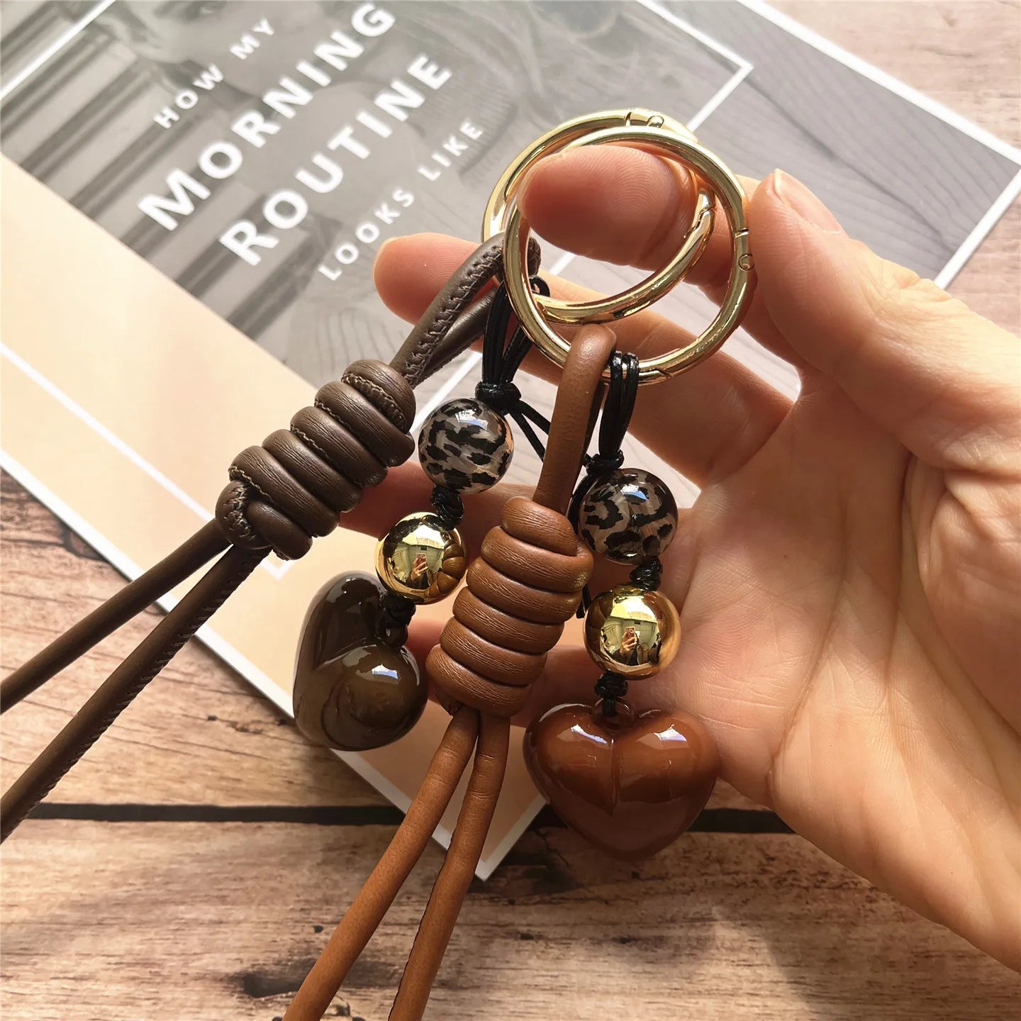 Female Keychain with PU Leather Lanyard for Keychain DIY Mobile Hanging Tape Accessories Rope Vintage Phone Cellular Decorations