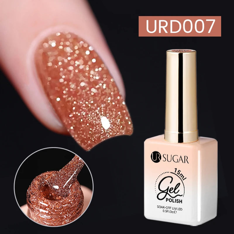 UR SUGAR 15ml  Autumn Winter Red Cat Magnetic Gel Nail Polish White Dopamine Nail Sparkling Glitter Soak Off UV LED for Manicure