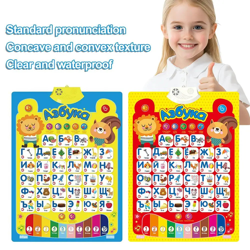 Russian Electronic Interactive Alphabet Wall Chart Talking ABC 123s Music Learning Poster Educational Preschool Alphabet Chart