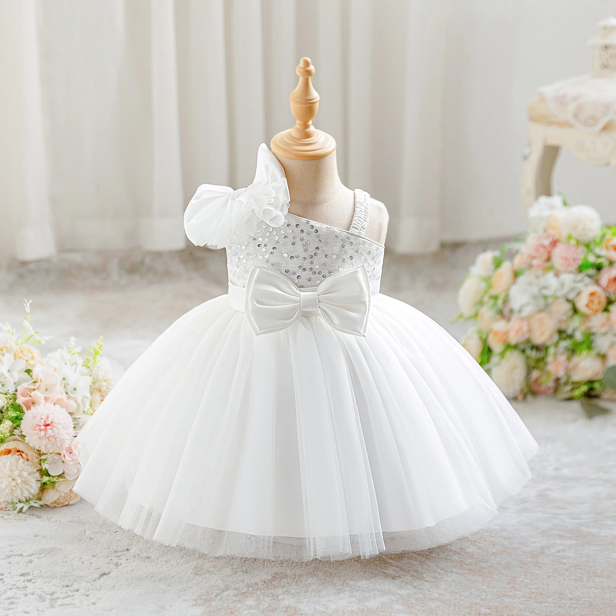 Toddler Tulle Party Baby Girl Dress Fashion 1st Birthday Wedding Prom Dresses Girls Clothes Infant Bow Evening Christmas Costume