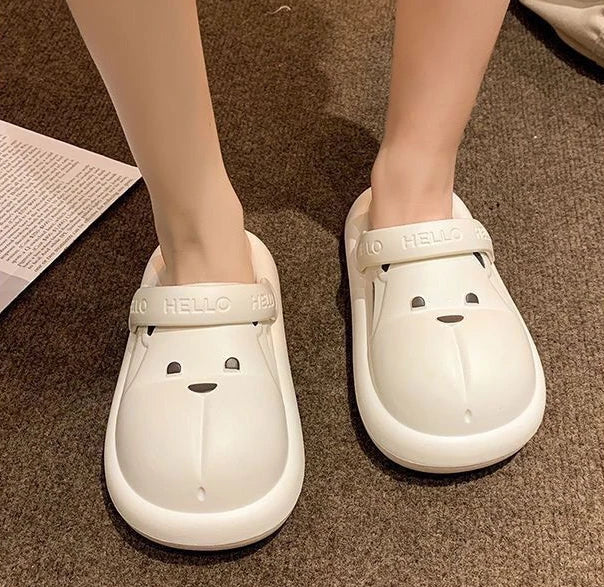 Shoes for Women 2025 Kawaii Cute Woman Slippers Round Toe Animal Cartoon Sandals Anime Slides Home Men Summer Mules House Indoor
