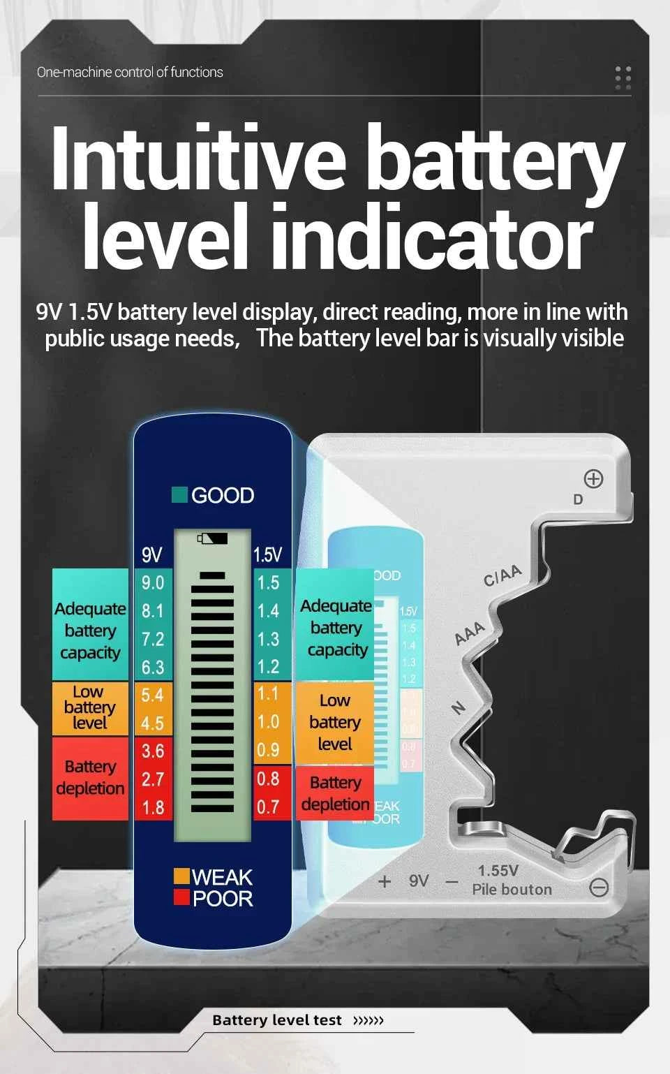 Battery Testers LCD Display ANENG Volt Capacity Check C  AA AAA D N 9V 1.55V Universal Button Cell Capacitance Detector Tools