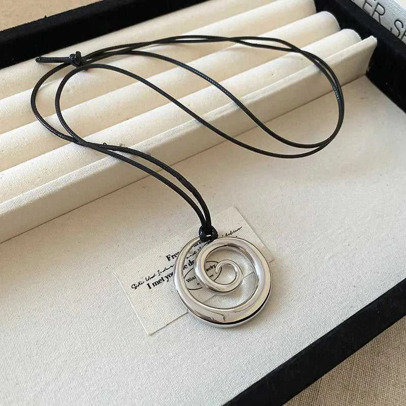 Fashion Spiral Heart-Shaped Pendant Necklace for Women Adjustable Long Black Wax Rope Clavicle Chain Charm Couple Birthday Gift The jack market .AU The jack market .AU Jewellery & Chains $ 48 200001033:200003757#5