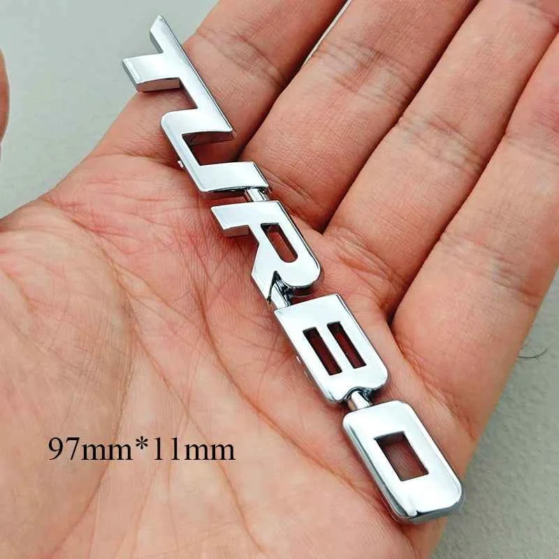 3D ABS Chrome Black Car Sticker Logo TURBO Fender Side Badge Rear Trunk Emblem Decals For Car Sport TURBO Universal Accessories