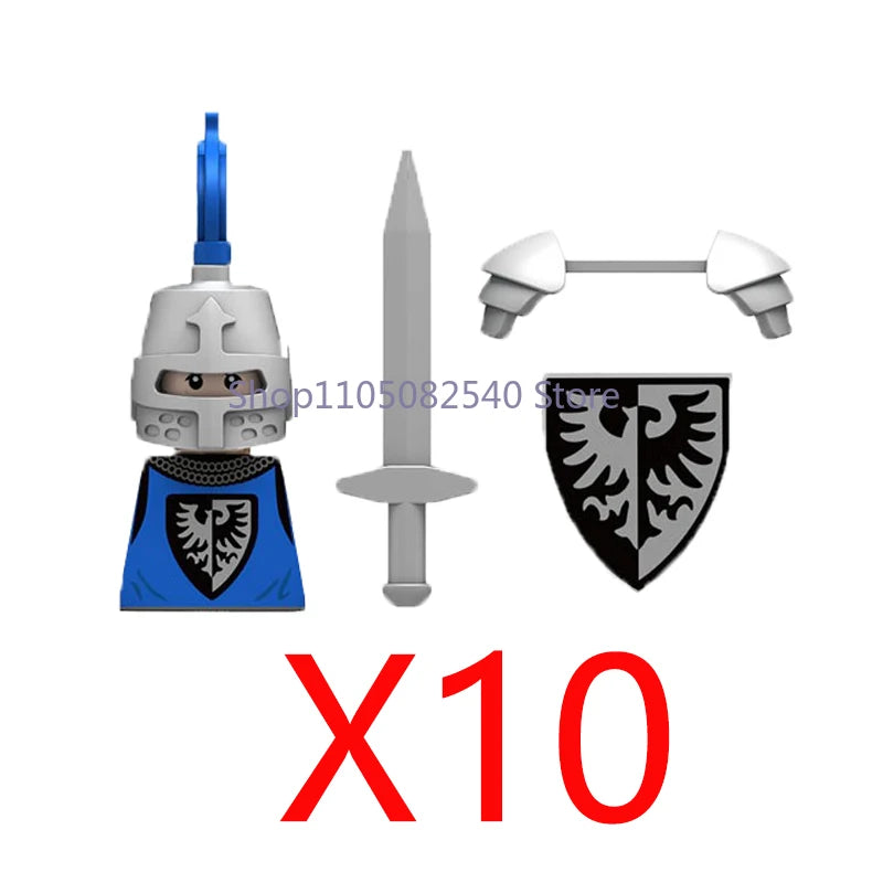 MOC Military Soldier Movie Character Building Blocks Accessories Medieval Castle Knight Helmet Shield Mini Brick Gift Toy E008
