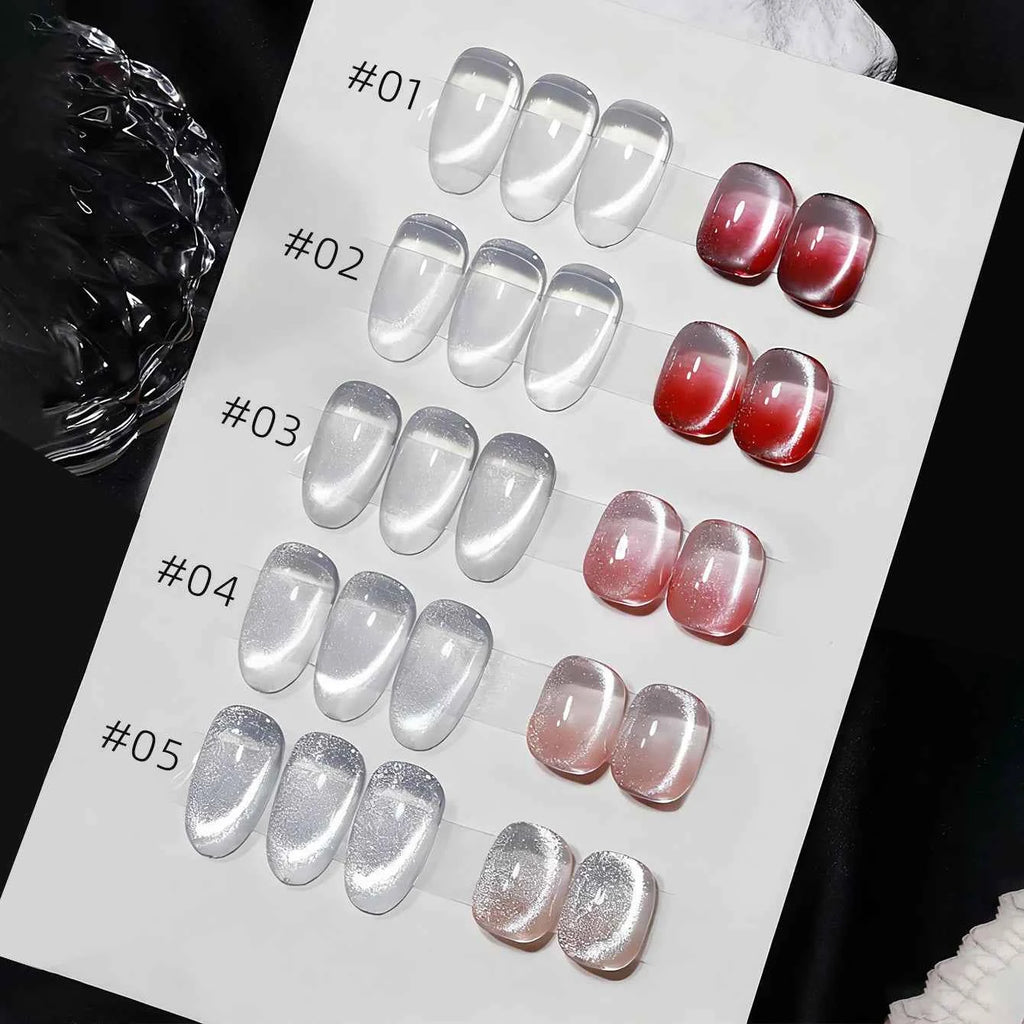 10ML 1-8pcs 2026 New Style Clear Universal White Glass Beads Cat Eye Magnet Gel Nail Polish Suitable For Toe Nails White Nails