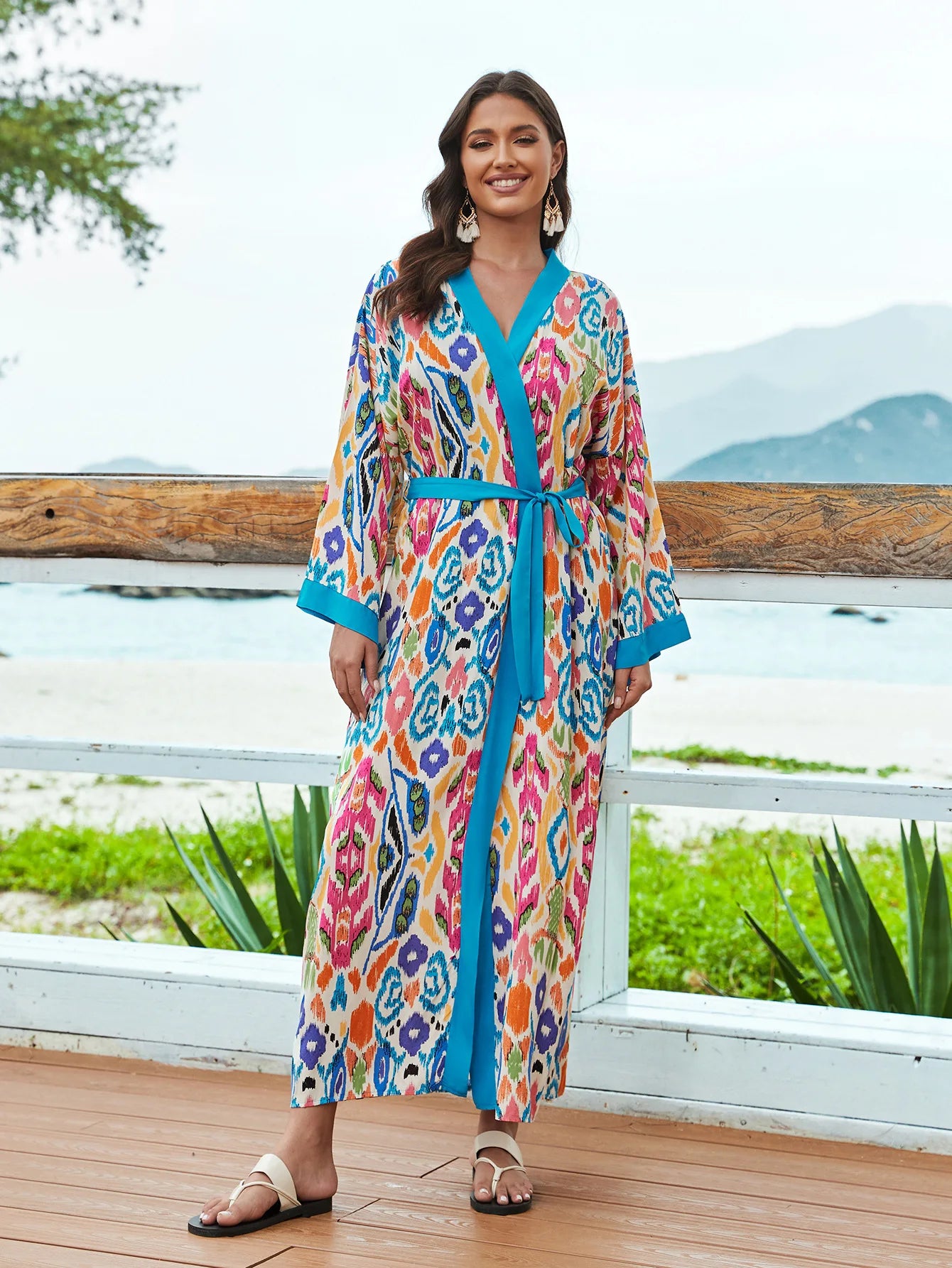 2026 Women's Kaftan Beach Cover-Up Dress - Stylish Long Tunic for Summer Bikinis & Beachwear
