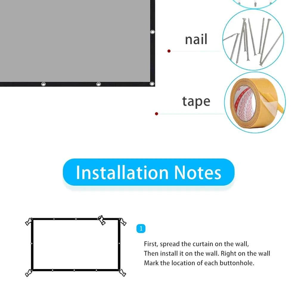 ZHNUWIE Projector Screen 16:9 Metal Anti Light Curtain Reflective Fabric Cloth For YG300 XGIMI H3 HALO Mogo Xiaomi DLP Projector The jack market .AU The jack market .AU Home $ 71 977:202689808