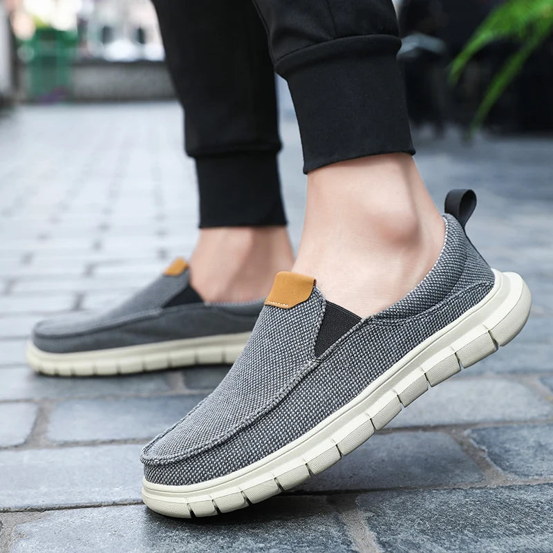 Men Casual Canvas Shoes Mens Loafers Breathable Slip on Flats Male Vulcanized Shoes Driving Shoes Plus Size 47 Walking Sneakers