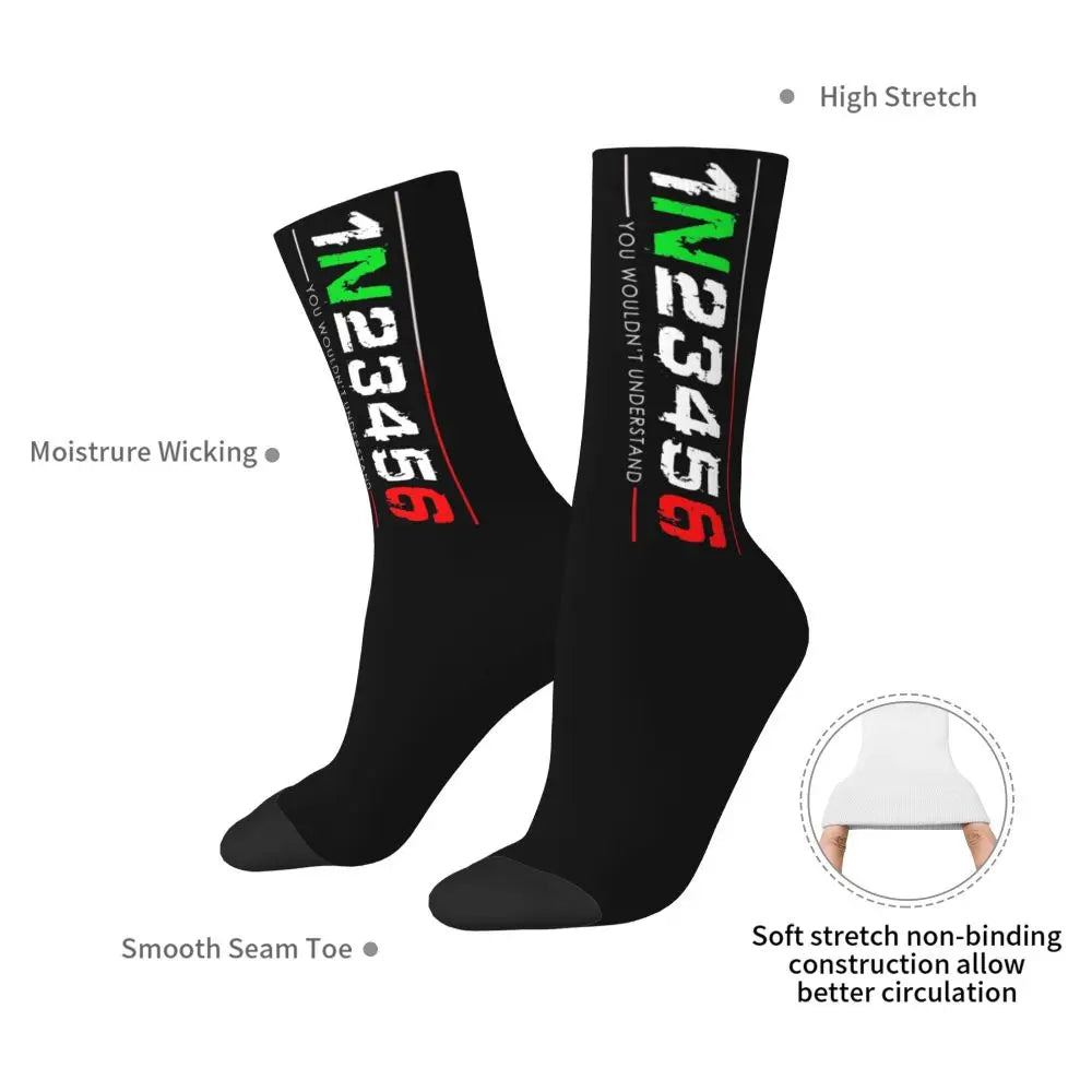All Season Socks 1N23456 Motorcycle Gear Biker Merch for Female Male Non-slip Socks All Seasons Birthday Present