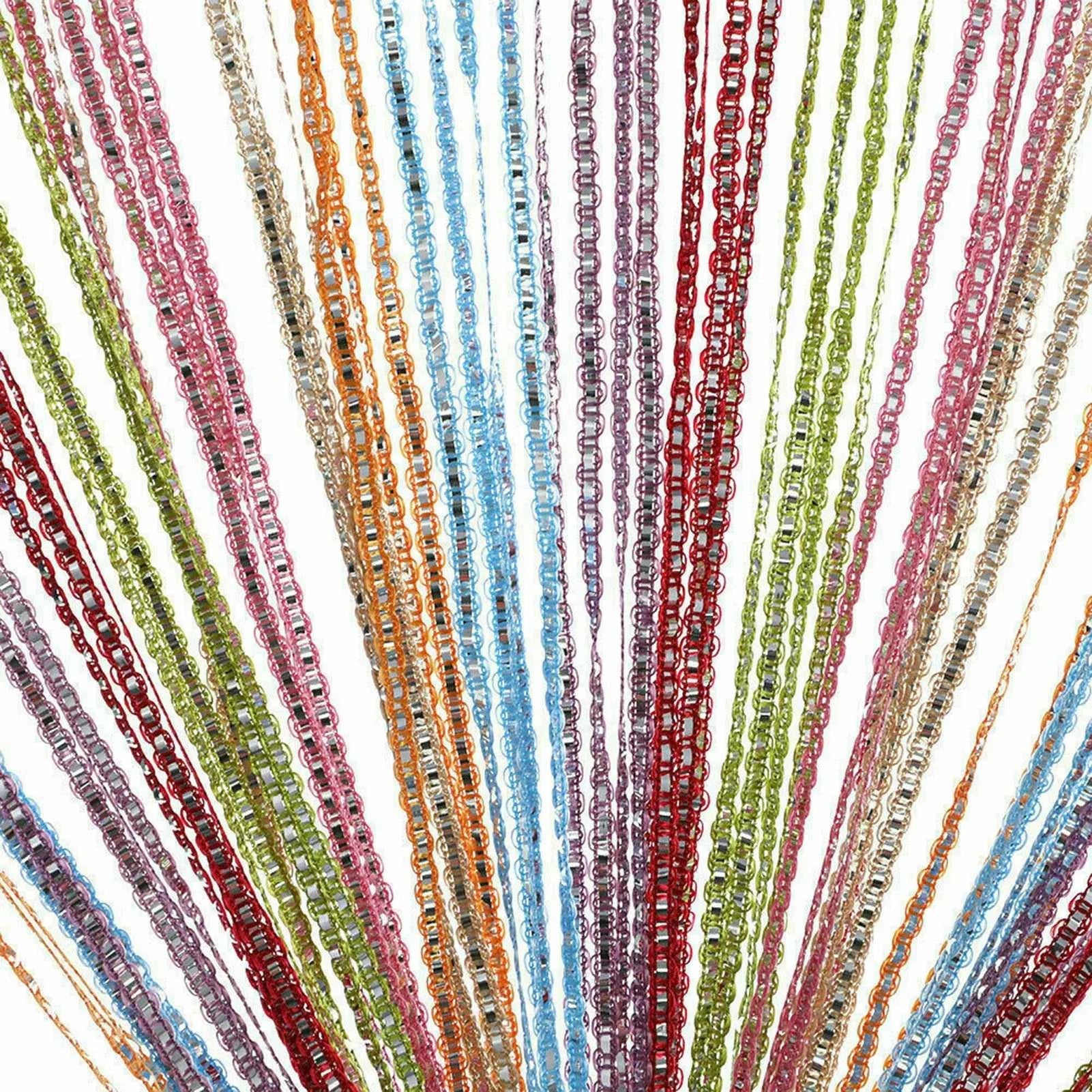 200X100Cm Living Room Multi-Color Tassels Linear Silk Thread Curtain Suitable for Privacy Screen Home Door Curtain Decoration The jack market .AU The jack market .AU Home $ 57 14:193#Black