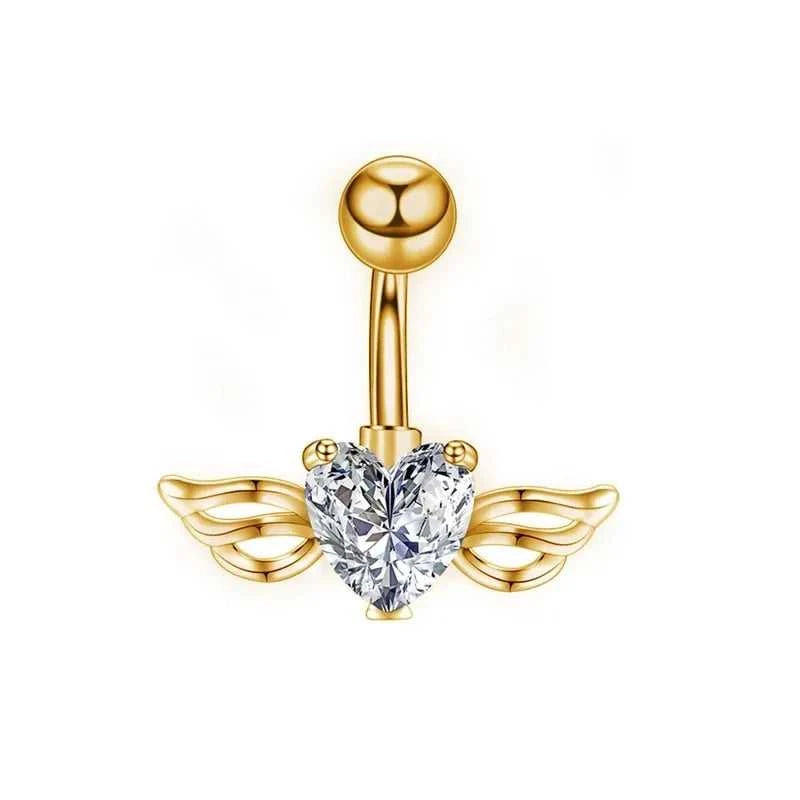 1Pc Gold Color Stainless Steel Belly Ring, Flower Heart Shaped CZ Crystal Navel Belly Button Rings Butterfly Navel Piercings 14G The jack market .AU The jack market .AU Jewellery & Chains $ 47 200001033:200003759#S7-1pc-golden