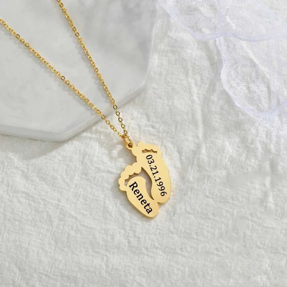 Personalized Engraved Name Necklace For Baby Custom Stainless Steel Foot Pendant Necklace New Born Gift The jack market .AU The jack market .AU Jewellery & Chains $ 51 200000783:200013902#Engrave;200001034:361181