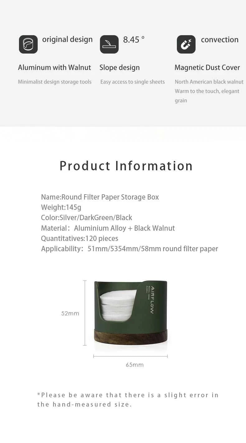 AIRFLOW Coffe Coffee Filter Paper Storage Box 51/53/58mm Round Filter Paper Holder Mocha Pot Filter Paper Dust-proof Storage Box The jack market .AU The jack market .AU $ 49 14:193#Silver