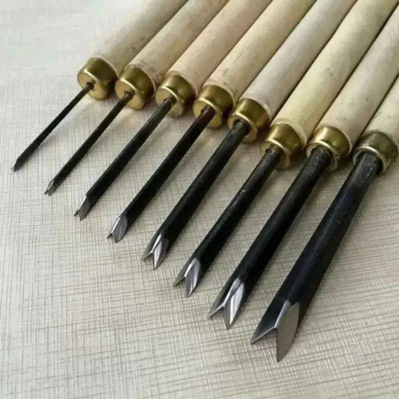 WoodCraft Pro V-Type Triangle Chisel Set – Precision Wood Carving Knives for Exquisite Detailing