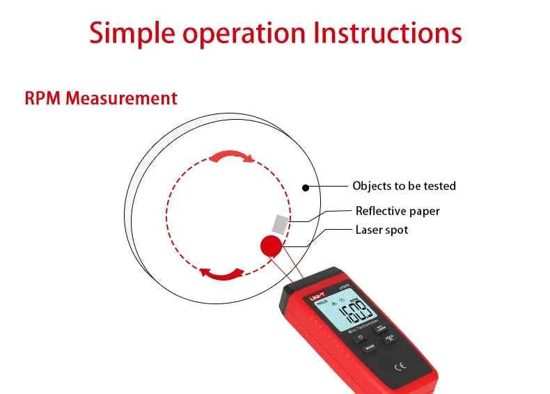 UNI-T Mini Digital Laser Tachometer - Non-Contact RPM Measurement up to 99,999 RPM with Backlight