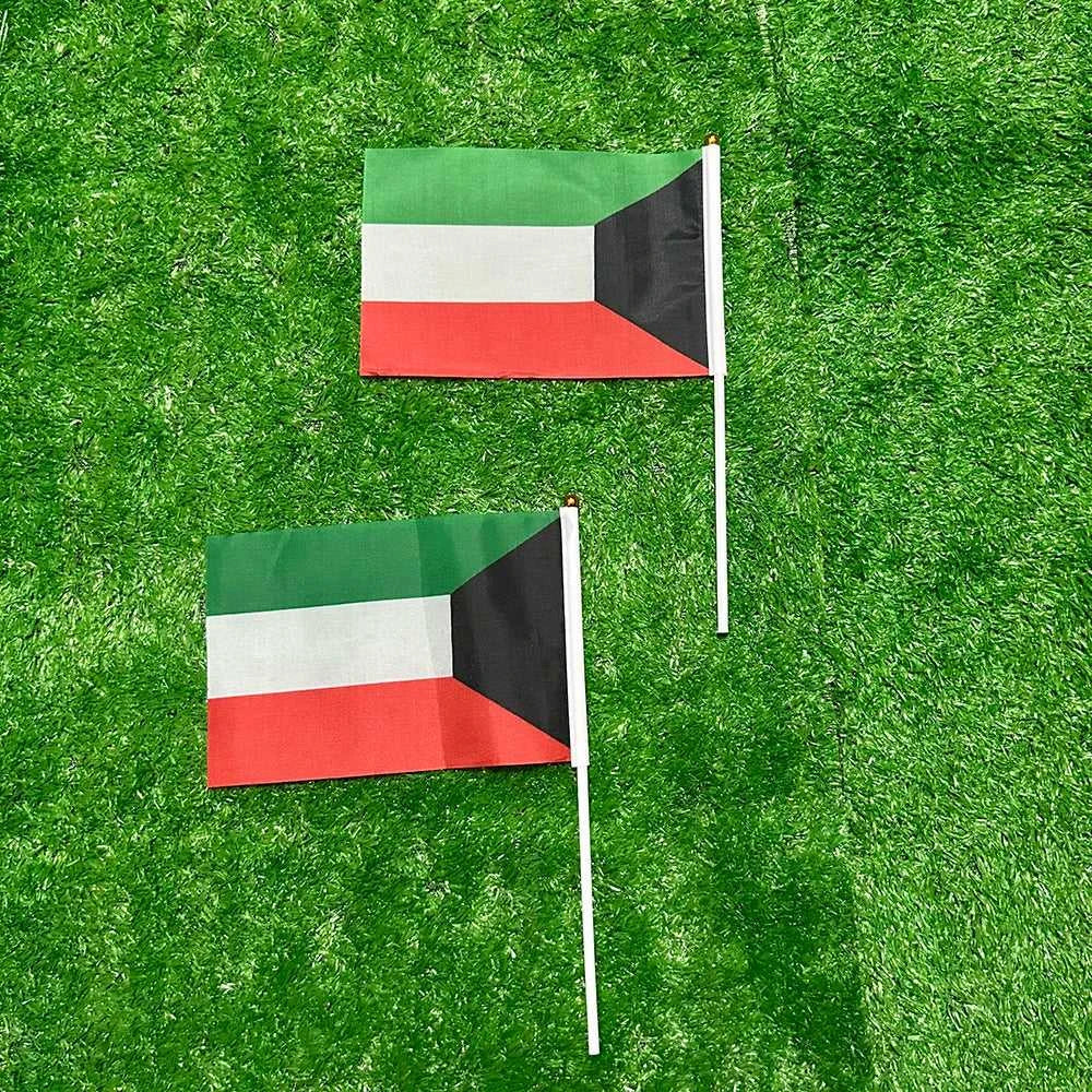SKY FLAG Kuwait hand Flag 10/20/50/100pcs 21*14cm Kuwait Hand Waving Flags With plastic pole For Sports Activity Home Decor The jack market .AU The jack market .AU Home $ 25 14:100006363#20 pcs;5:202800807#14x21cm
