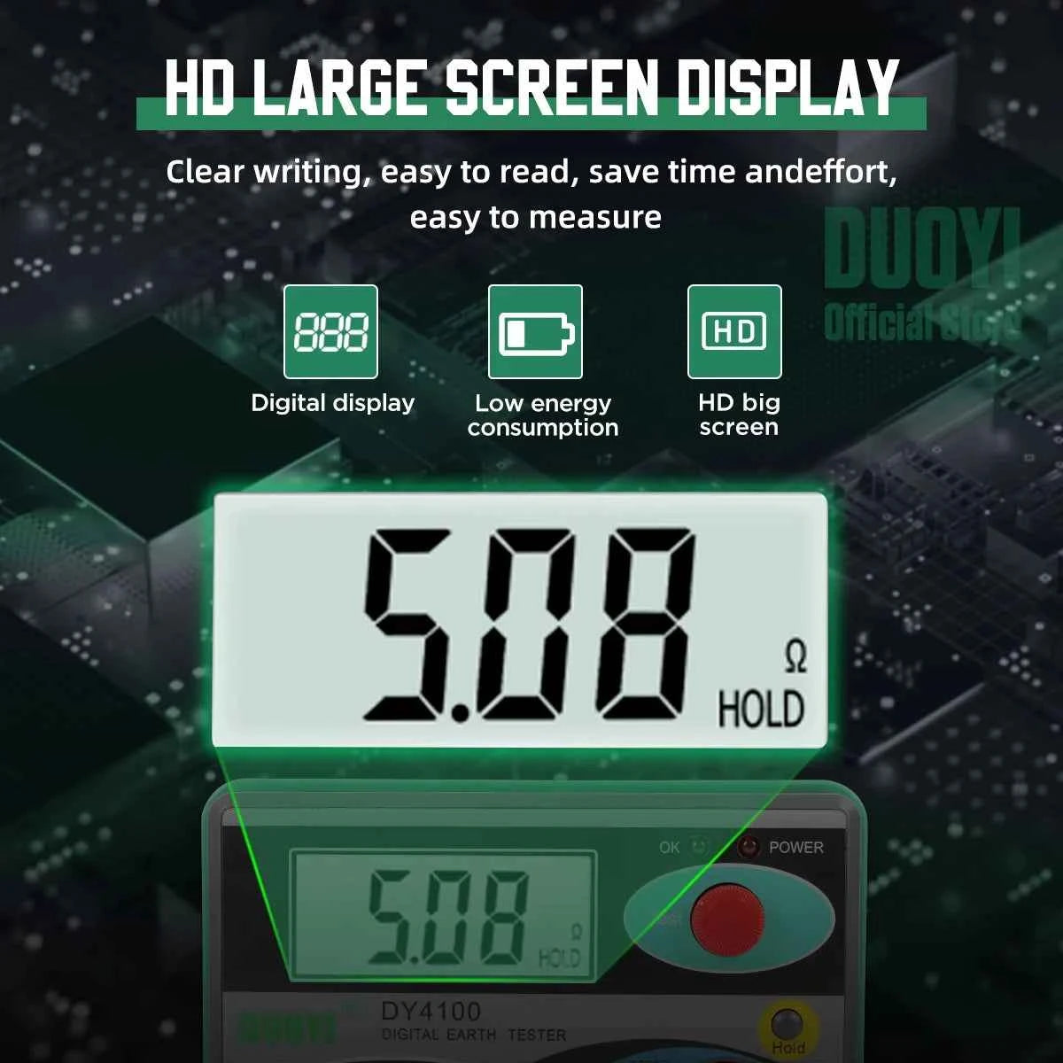 Digital Earth Ground Resistance Tester,0-2000 ohm Meter Earth Resistance Tester,Overload Protection AC Ground Voltage Meter