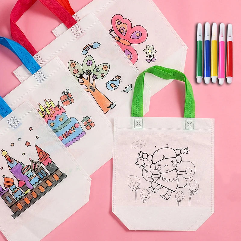 5pcs Graffiti Bag with Marker Pen Color Cognition Children Drawing Toys Puzzle Parent-child Kindergarten Activity Props TMZ