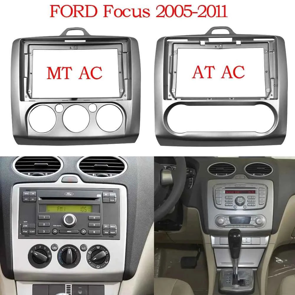 9 inch Android Navigation Screen Dashboard 2 Din Car Dash Trim Kits Stereo Facia Panel Frame For Ford Focus 2 MK2 2004 - 2011