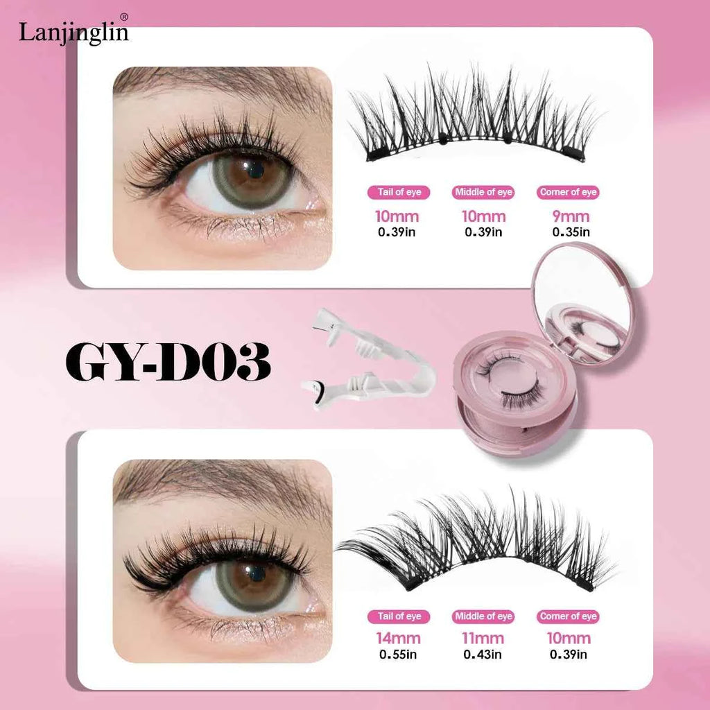 Lanjinglin Magnetic Eyelashes with Tweezer – Effortless Glam, No Glue, Soft & Natural Look, 2 Pairs