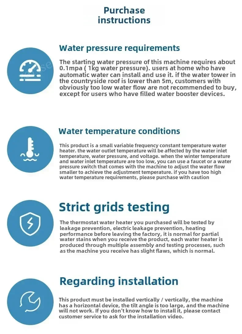 Instant Water Heater 220V 3000W-5500W Portable Electric Heaters for Bathroom Hot Water Shower and Home Kitchen Heating