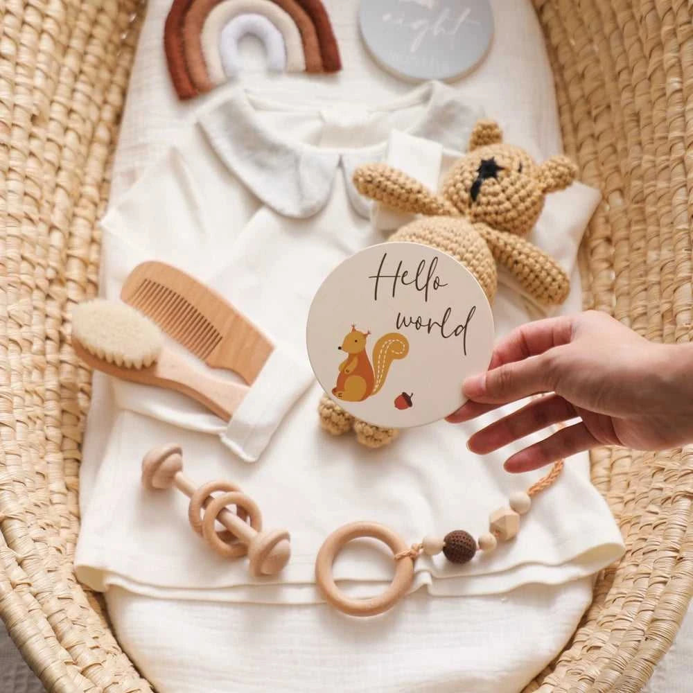 Baby Bear Milestone Number Monthly Memorial Cards Newborn Birthday Gifts Souvenir Newborn Birth Photo Photography Accessories