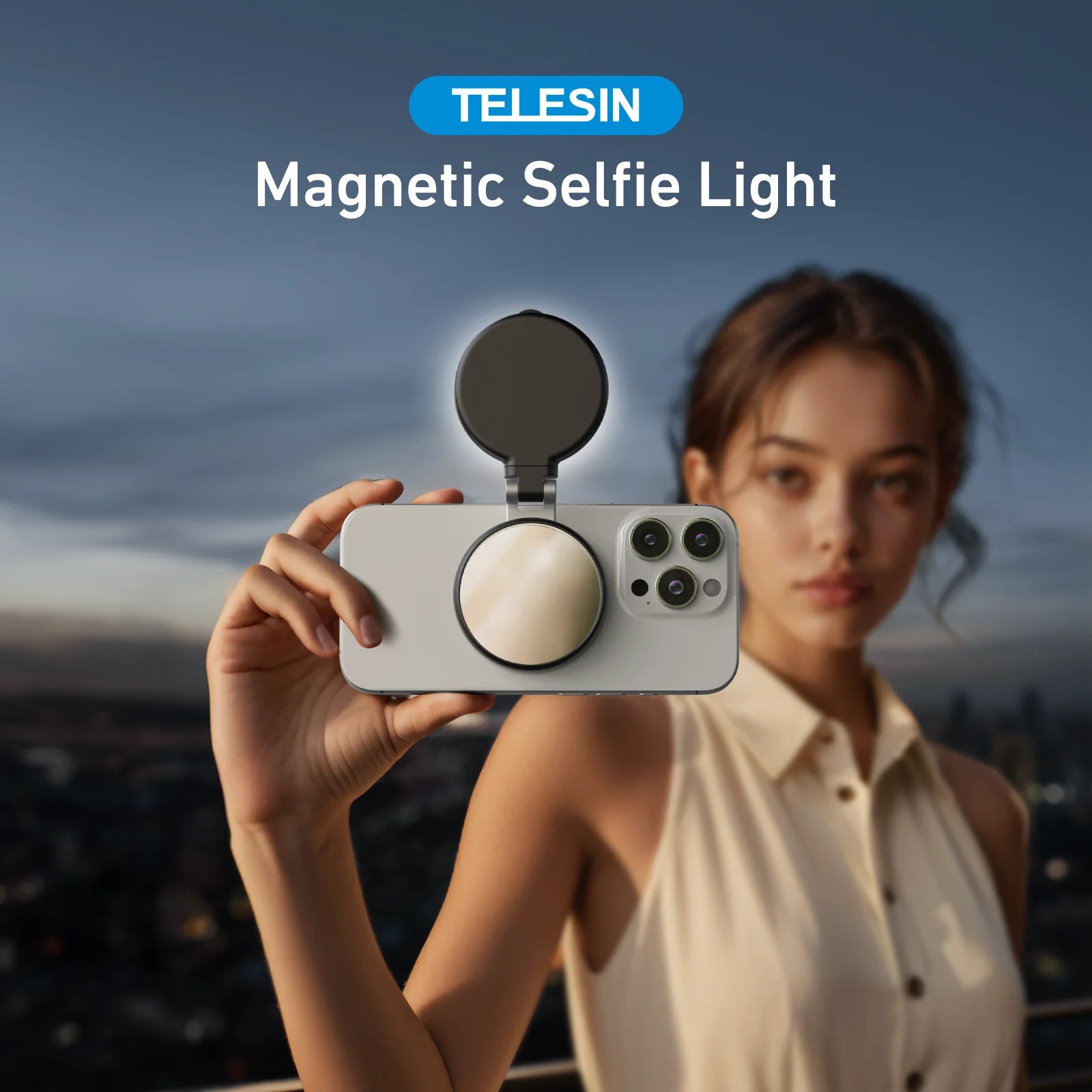 TELESIN Magnetic Fill Light Mini Selfie Light 3 Modes Adjustable Brightness with iPhone Magsafe 360° LED Selfie Ring Fill Light