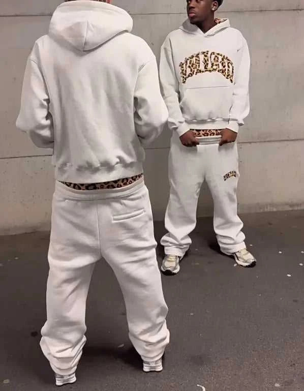 2025 European and American new trendy high street leopard print loose hooded sweatshirt casual stacking sweatpants The jack market .AU The jack market .AU Men Fashion $ 48 14:691#Pant;5:100014065
