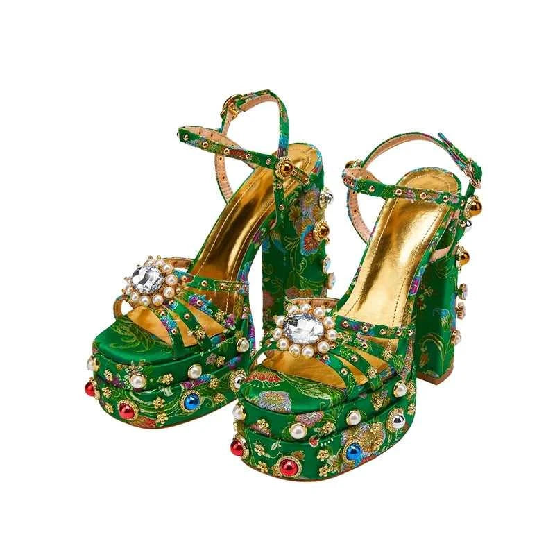 Women's New Summer Sandals Waterproof Platform Thick Bottom Water Diamond Pearl Rivet Flower Satin Open Toe High Heel Large The jack market .AU The jack market .AU Step Up Your Style: Trendy Shoes for Every Occasion! $ 138 14:201496390;200000124:200048359