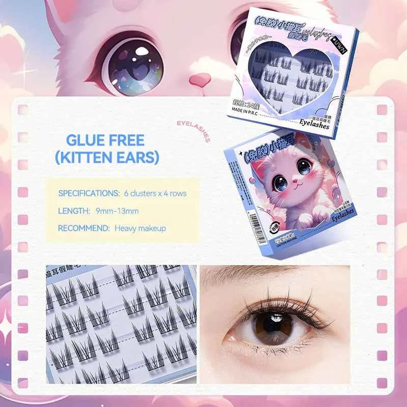 Animal Series No-Glue False Eyelashes - Natural Curl & Volume, Easy Application for Beginners