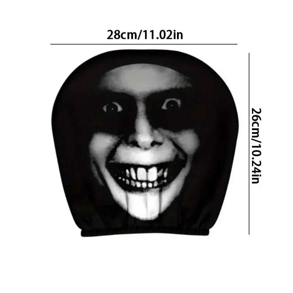2Pcs Universal Car Seat Cover Black Skull Pattern Breathable Headrest Cover Dust-proof Elastic Car Seat Headrest Interior Decor