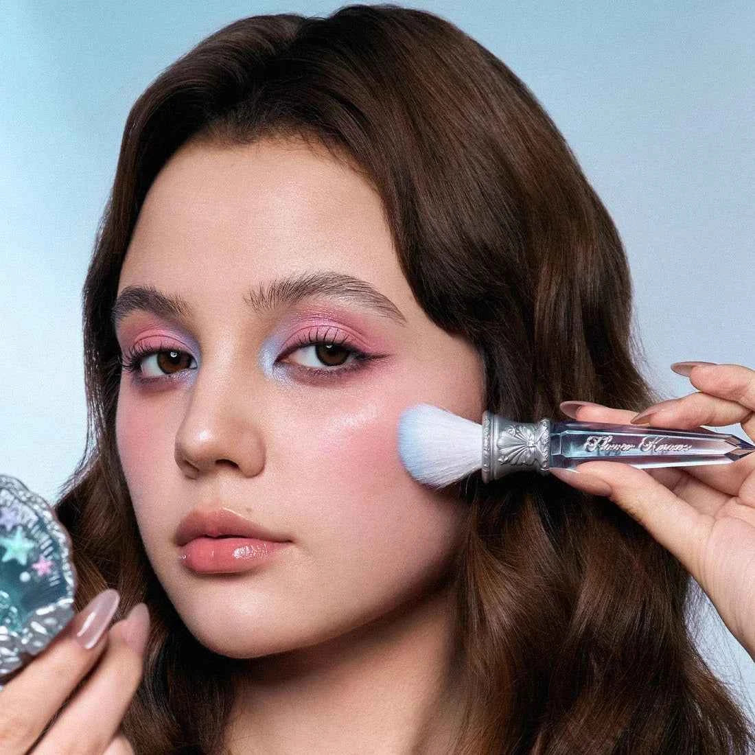 Flower KnowShell Jewel Butterfly Blush Brush - Cloud-Shaped Angled Bristles for Flawless Application