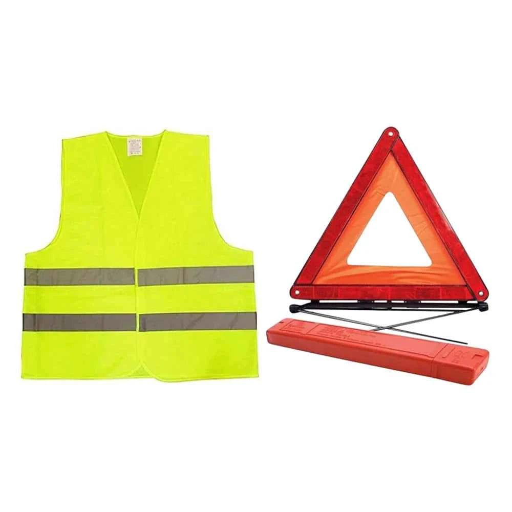 2pcs Car Warning Triangle Reflective set Emergency Breakdown High Visibility Vest Jacket Breakdown Warn Safety Folding Stop Sign