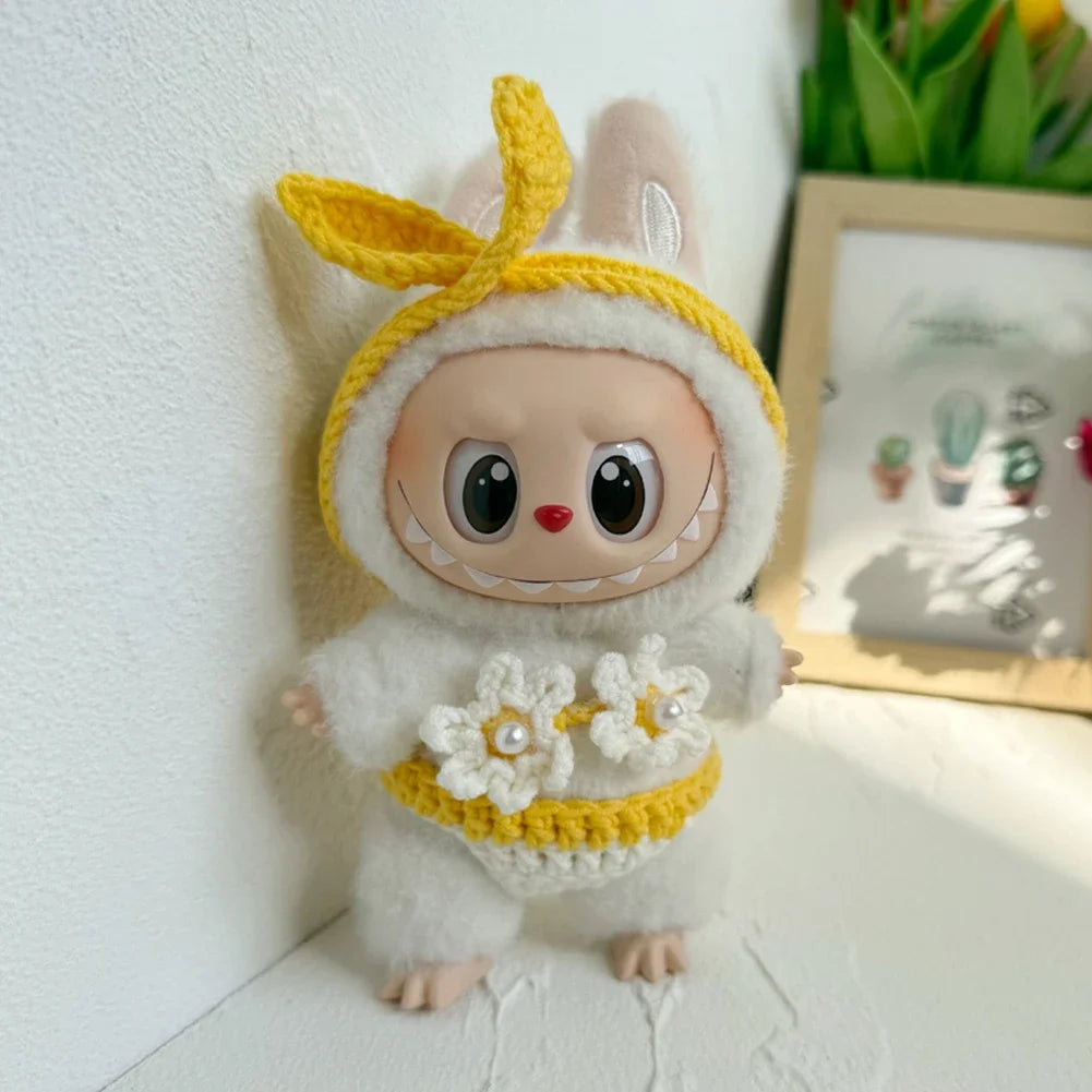 For 15/17cm 3.0 labubu v1/v2/v3 handmade bikini beach sun hat headgear set doll clothes for Ropa labubu decoration