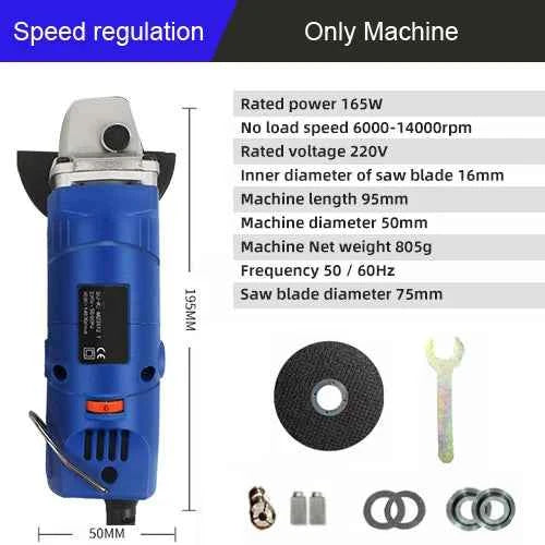 Brand Name Mini Electric Angle Grinder - Versatile 110V/220V, 6 Speed Settings for Precision Cutting, Polishing & Grinding