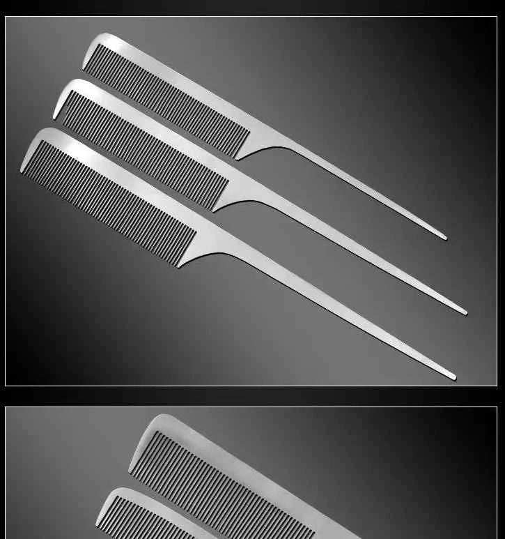 Titanium Steel Hair Comb - Ultra Thin, Anti-Static Design for Professional Barbers and Stylish Men
