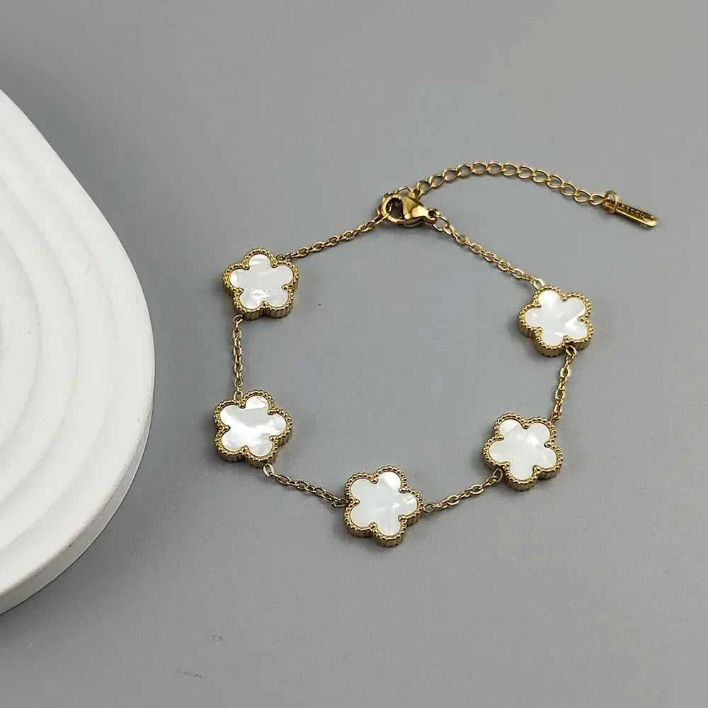 Hot Sale Stainless Steel Plum Blossom Gold Plated Bracelet High Quality Five Leaf Flower Jewelry Simple for Woman Gift Clover The jack market .AU The jack market .AU Jewellery & Chains $ 47 200000639:1438;200001034:6145#red2