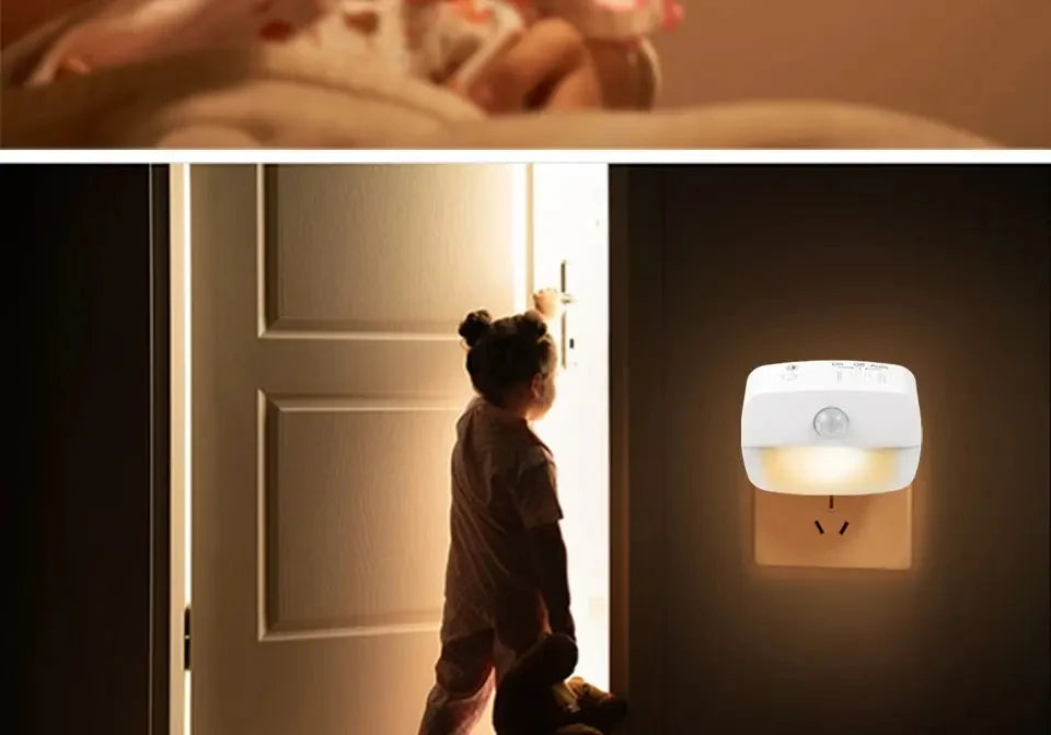 LED Night Light With Motion Sensor Light EU US Plug Socket Lamps Children Night Lights Wireless Wall Bedside Bedroom Night Lamp - Jack market 1988Jack Market 1988
