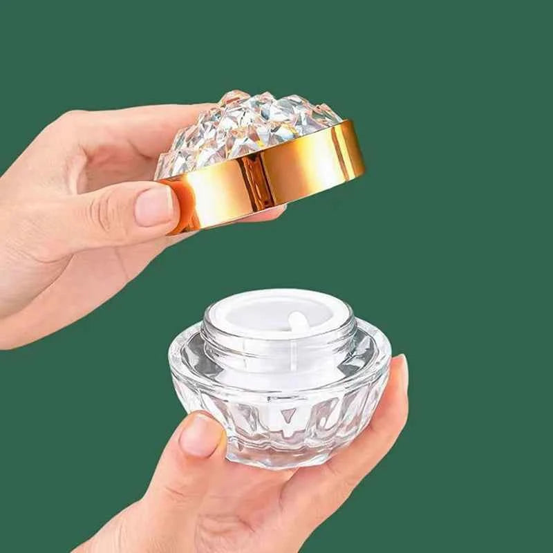 Luxury Glow Diamond Glass Face Cream Jar - 50g Acrylic Container for Creams & Lotions, Perfect Travel Companion