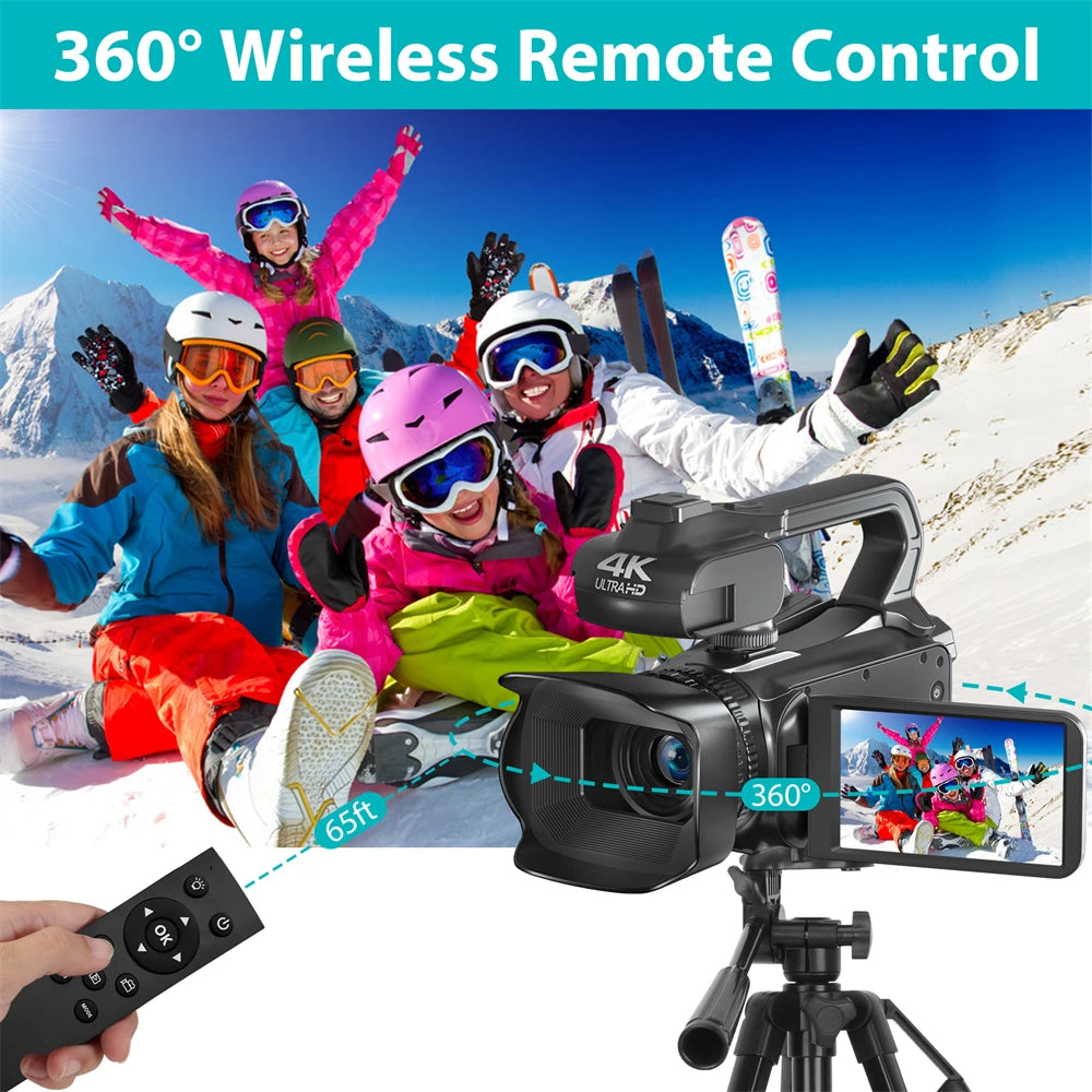 4K Professional Video Cameras for Photography 64MP Ultra HD 18X Digital Zoom Camcorders YouTube Live Streaming Vlog Recorder