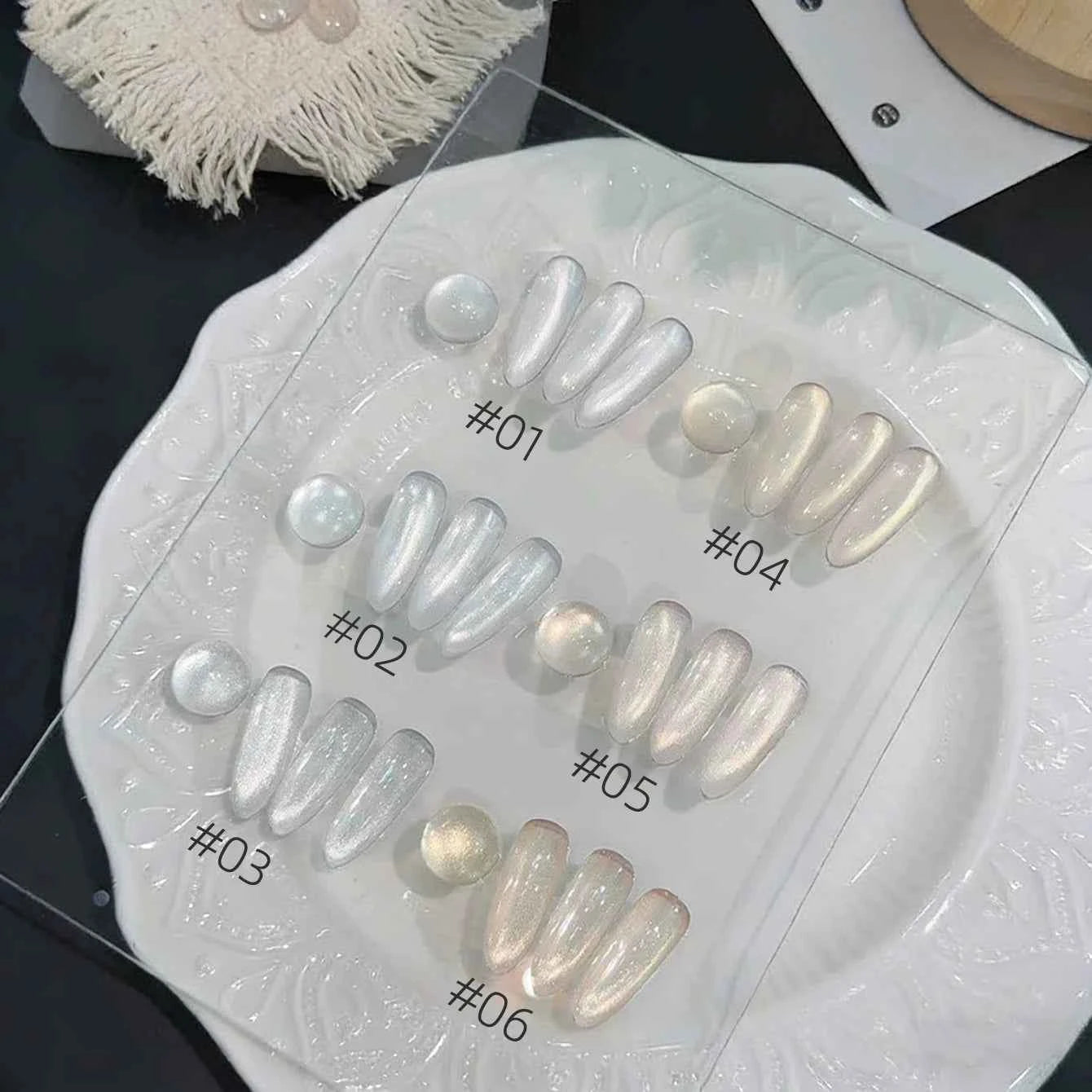 10ML 1-8pcs 2026 New Style Clear Universal White Glass Beads Cat Eye Magnet Gel Nail Polish Suitable For Toe Nails White Nails